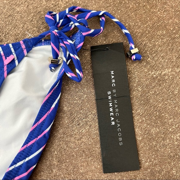Marc by Marc Jacobs Striped Tie Logo Hardware Bikini Bottom - Picture 5 of 6